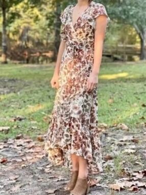 Anthropologie DREW Paisley Floral Terra Vintage Garden Ruffle Maxi Dress Large